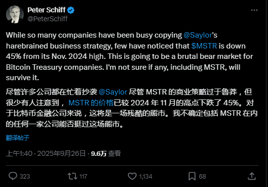 Peter Schiff：我一直认为刺破比特币泡沫的会是黄金，没想到是白银，“数字币财库公司”面临残酷熊市 - 图片2