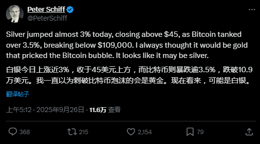 Peter Schiff：我一直认为刺破比特币泡沫的会是黄金	，没想到是白银，“数字币财库公司”面临残酷熊市 - 图片3